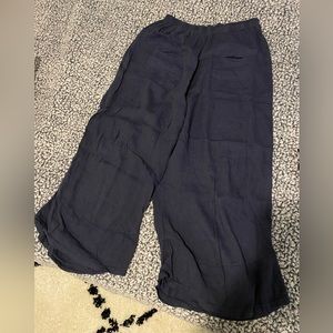 Wide leg cropped linen pant